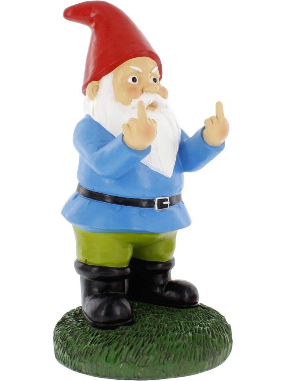Humorous Middle Finger Gnome Statue - 12.5" Tall Outdoor Lawn Decoration